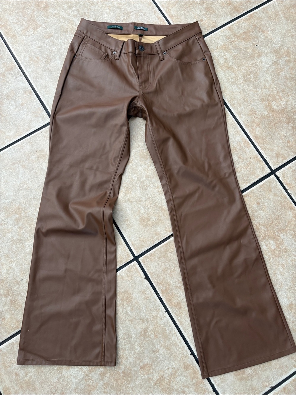 wild fable Chocolate Brown Faux Leather Flare Jeans